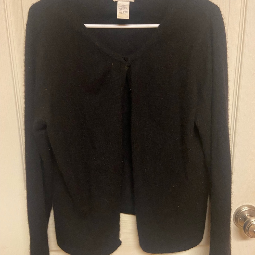 Worthington Black Cardigan Sweater Classic Knit